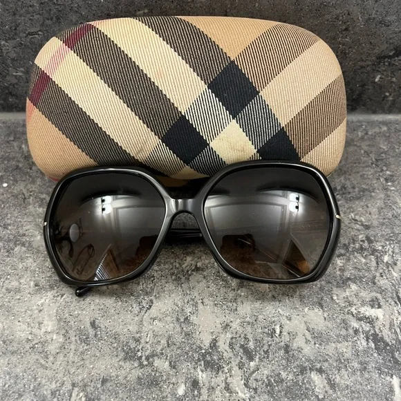 Burberry Square Havana Brown and Gold Sunglasses - Picture 1 of 9